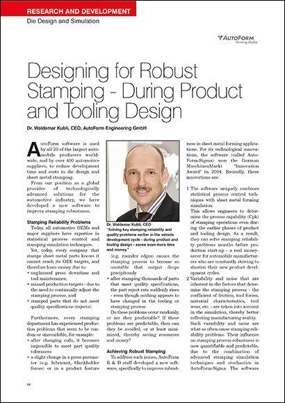 Designing for Robust Stamping – During Product and Tooling Design (PDF 903 KB)