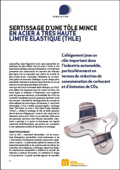 Sertissage d’une tôle mince acier à très haute limite élastique (THLE) (PDF 1 Mo)