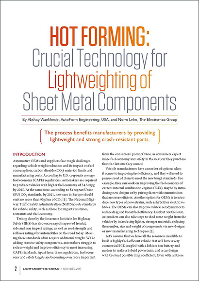 Hot Forming: Crucial Technology for Lightweighting of Sheet Metal Components (PDF 1 MB)