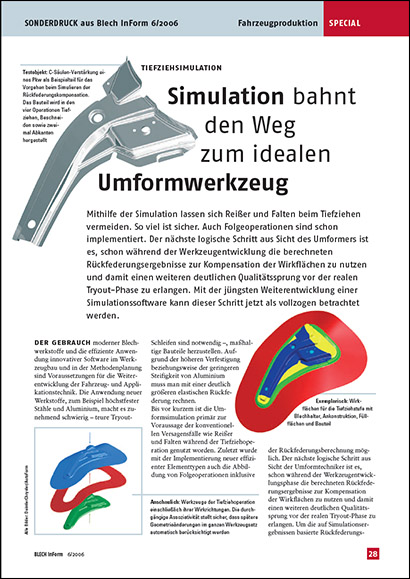 Simulazione d'imbutitura – la simulazione è sulla strada verso l`ideale attrezzo da deformazione (PDF 1 MB)