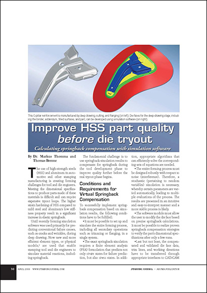 Improve HSS part quality before die tryout (PDF 192 KB)