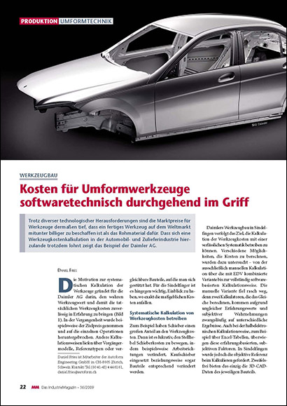 Kosten für Umformwerkzeuge softwaretechnisch durchgehend im Griff (PDF 381 KB)