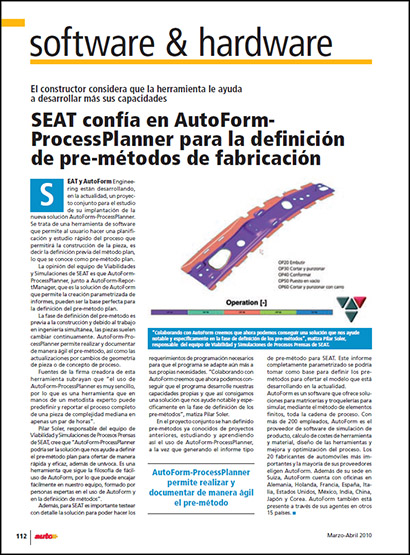 SEAT confía en AutoForm-ProcessPlanner para la definición de pre-métodos de fabricación (PDF 126 кБ)