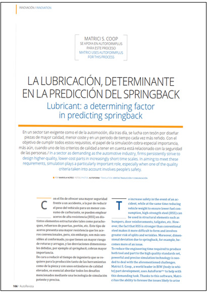 La lubricación, determinante en la predicción del springback (PDF 374 KB)