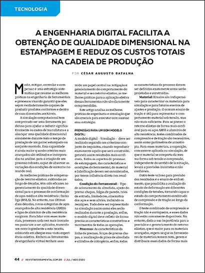 A engenharia digital facilita a obtenção de qualidade dimensional na estampagem e reduz os custos totais na cadeia de produção (PDF 2 Mo)