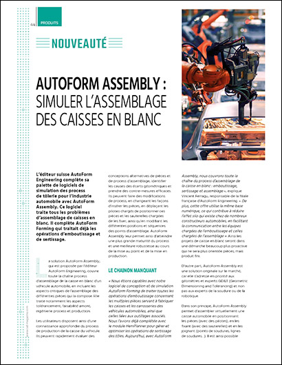 AutoForm Assembly: Simuler l’assemblage des caisses en blanc (PDF 775 KB)