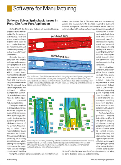 Software Solves Springback Issues in Progressive Die Auto-Part Application (PDF 216 Ko)