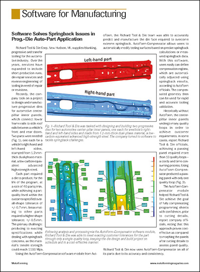 Software Solves Springback Issues in Progressive Die Auto-Part Application