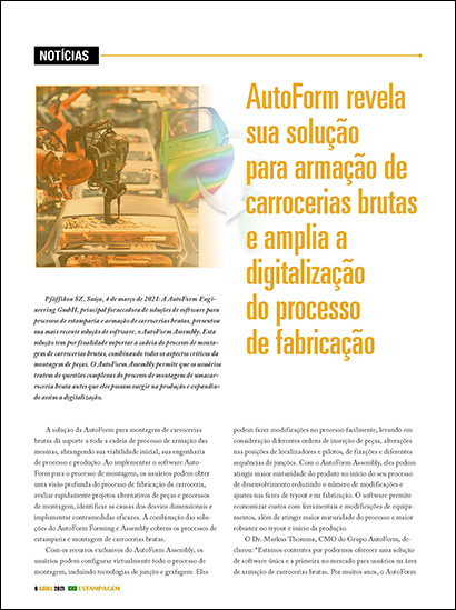 AutoForm revela sua solução para armação de carrocerias brutas e amplia a digitalização do processo de fabricação (PDF 3 Mo)