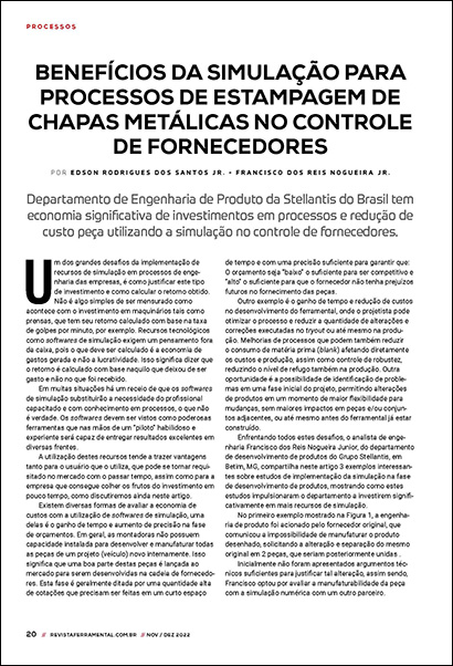 Benefícios da simulação para processos de estampagem de chapas metálicas no controle de fornecedores (PDF 1 Mo)