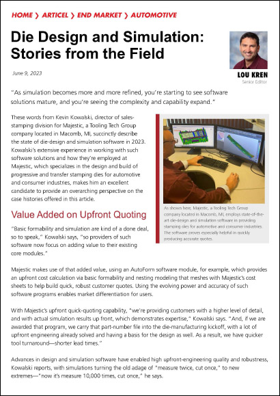 Die Design and Simulation: Stories from the Field
