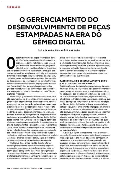 O gerenciamento do desenvolvimento de peças estampadas na era do gêmeo digital (PDF 663 KB)