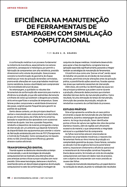Eficiência na manutenção de ferramentais de estampagem com simulação computacional (PDF 517 KB)